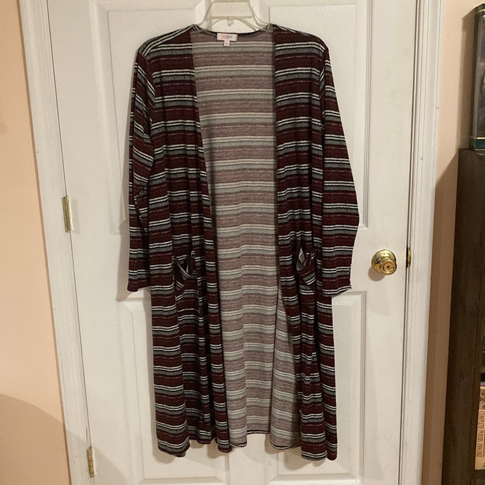 Burgundy Striped LulaRoe Sarah Cardigan